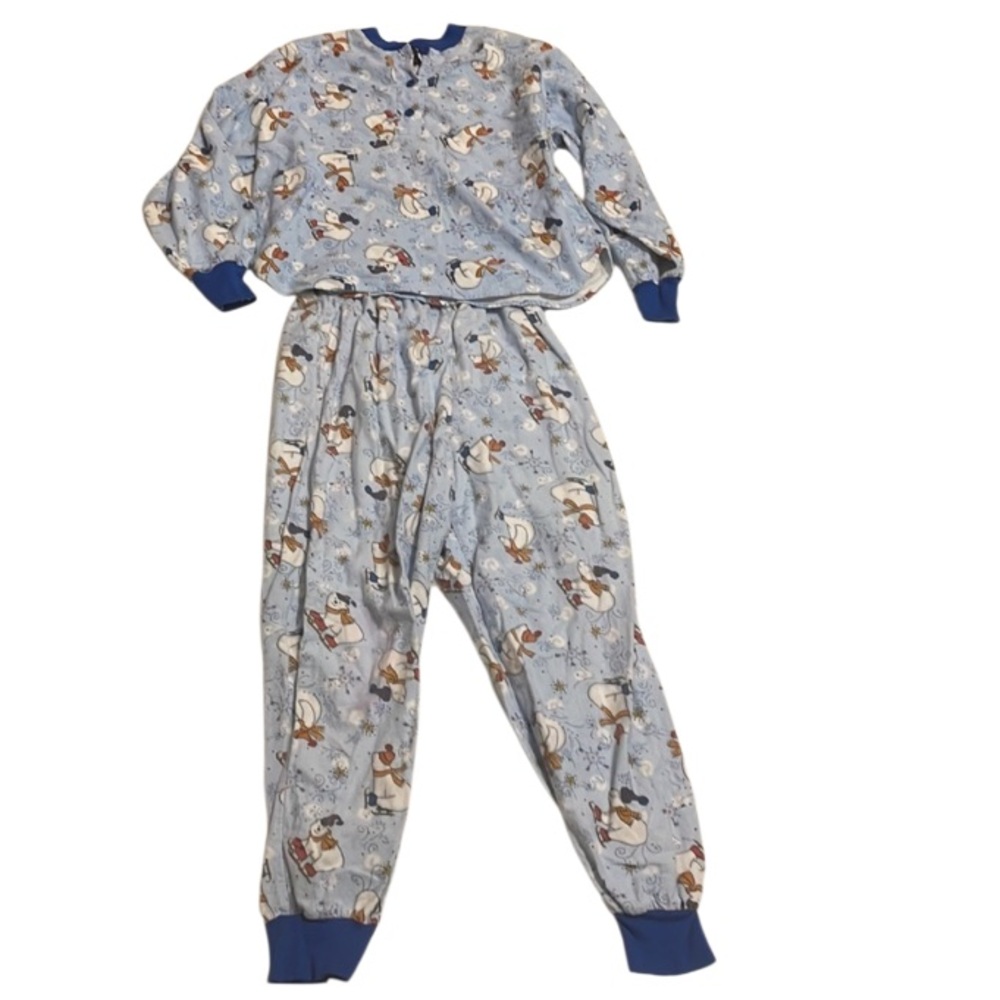 Y2K Night Moves skating polar bear pajamas pjs flannel blue size M girls boys
